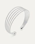 Sterling silver 5-strand beaded cuff bracelet with open design – Quintet Beaded Cuff by Jadejuri