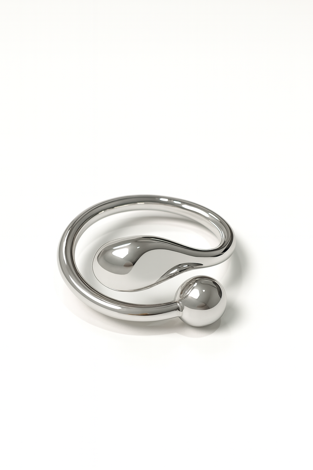 Minimal silver orbit ring with sphere detail – Luna Orbit Ring by Jadejuri