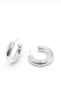 Silver hoop earrings on a white background