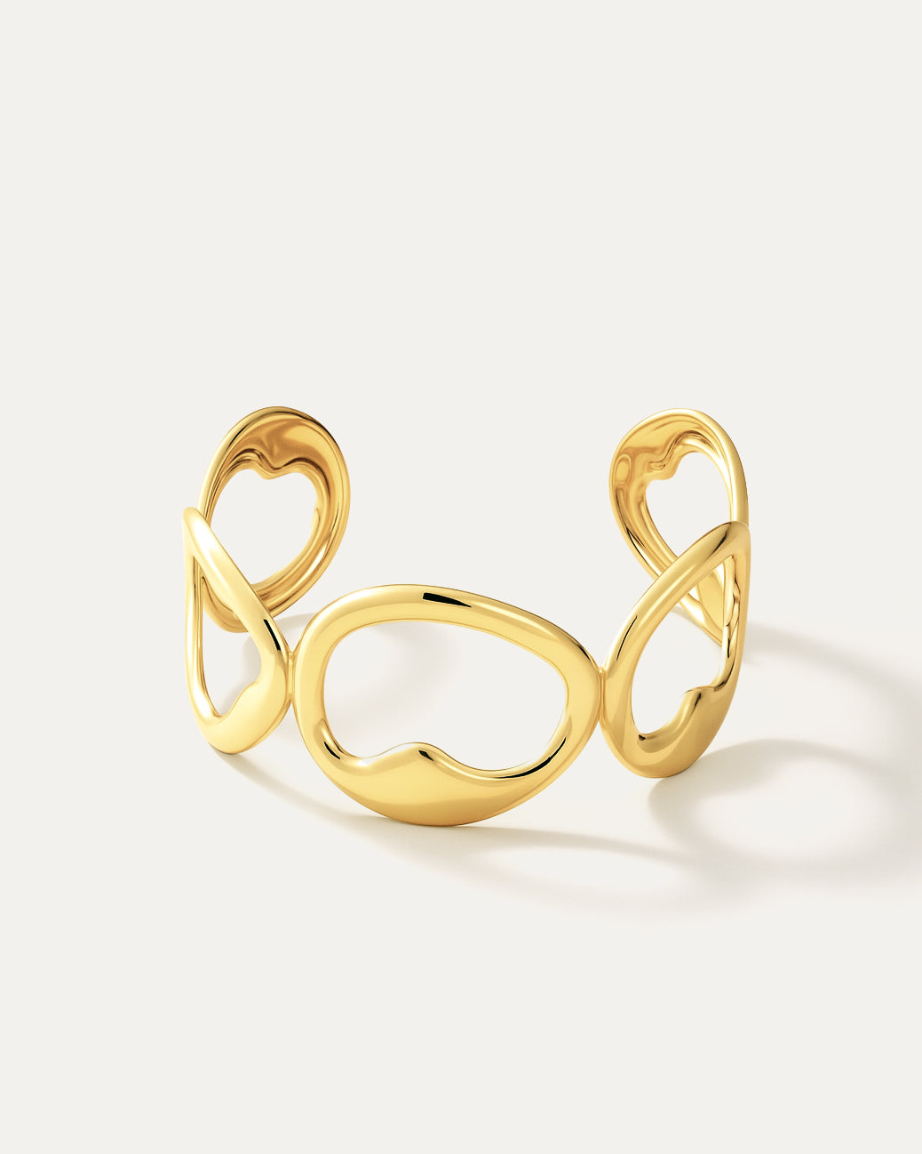 Modern sculptural gold cuff bracelet, 18K gold-plated minimalist women jewelry