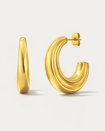 18K gold-plated curved hoop earrings minimalist statement women jewelry canada