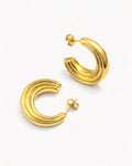18K gold-plated ripple curve hoop earrings minimalist statement jewelry Canada
