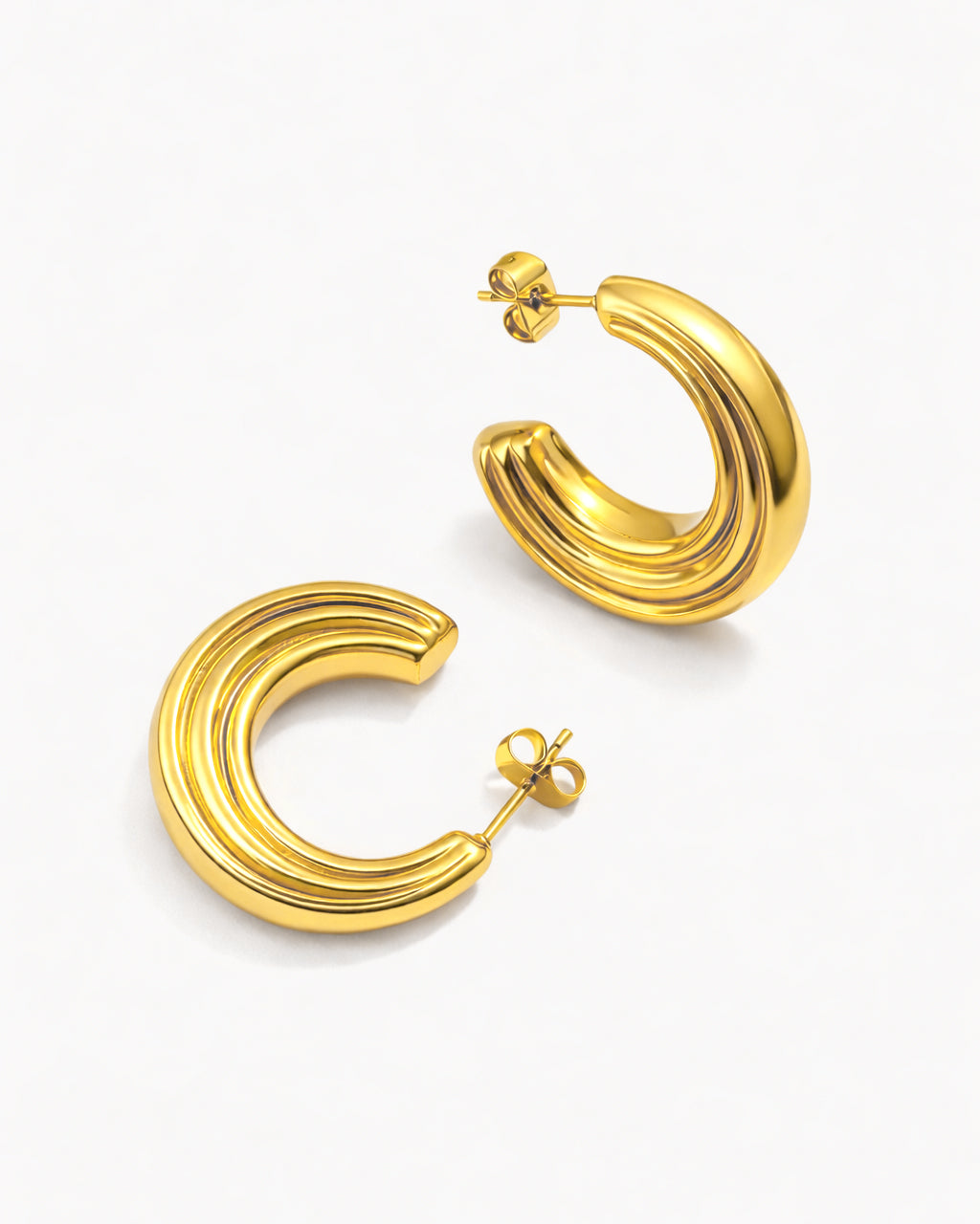 18K gold-plated ripple curve hoop earrings minimalist statement jewelry Canada