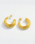 18K gold-plated ripple hoop earrings minimalist statement women’s jewelry Canada