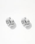 Sterling silver semi striped stud earrings, minimalist modern women's jewelry design
