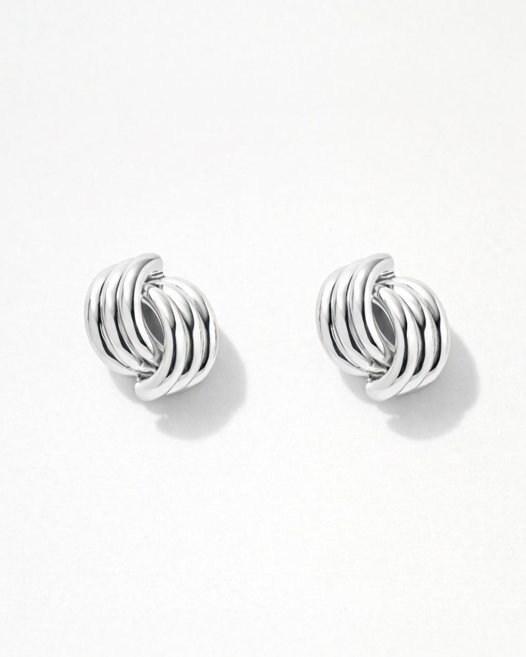 Sterling silver semi striped stud earrings, minimalist modern women's jewelry design