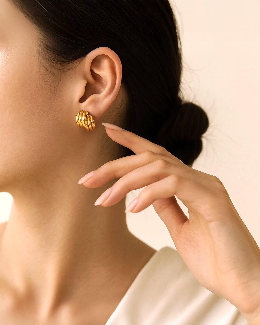 Semicircle Striped Studs