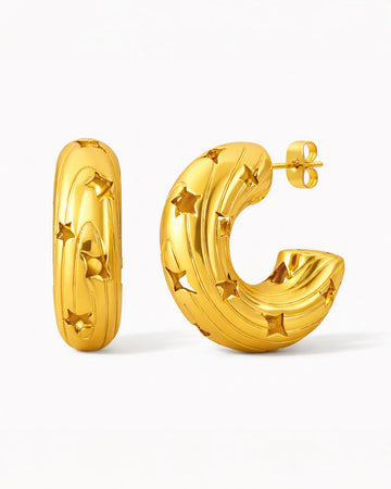 18K gold-plated star hoop earrings minimalist women's jewelry Canada fashion