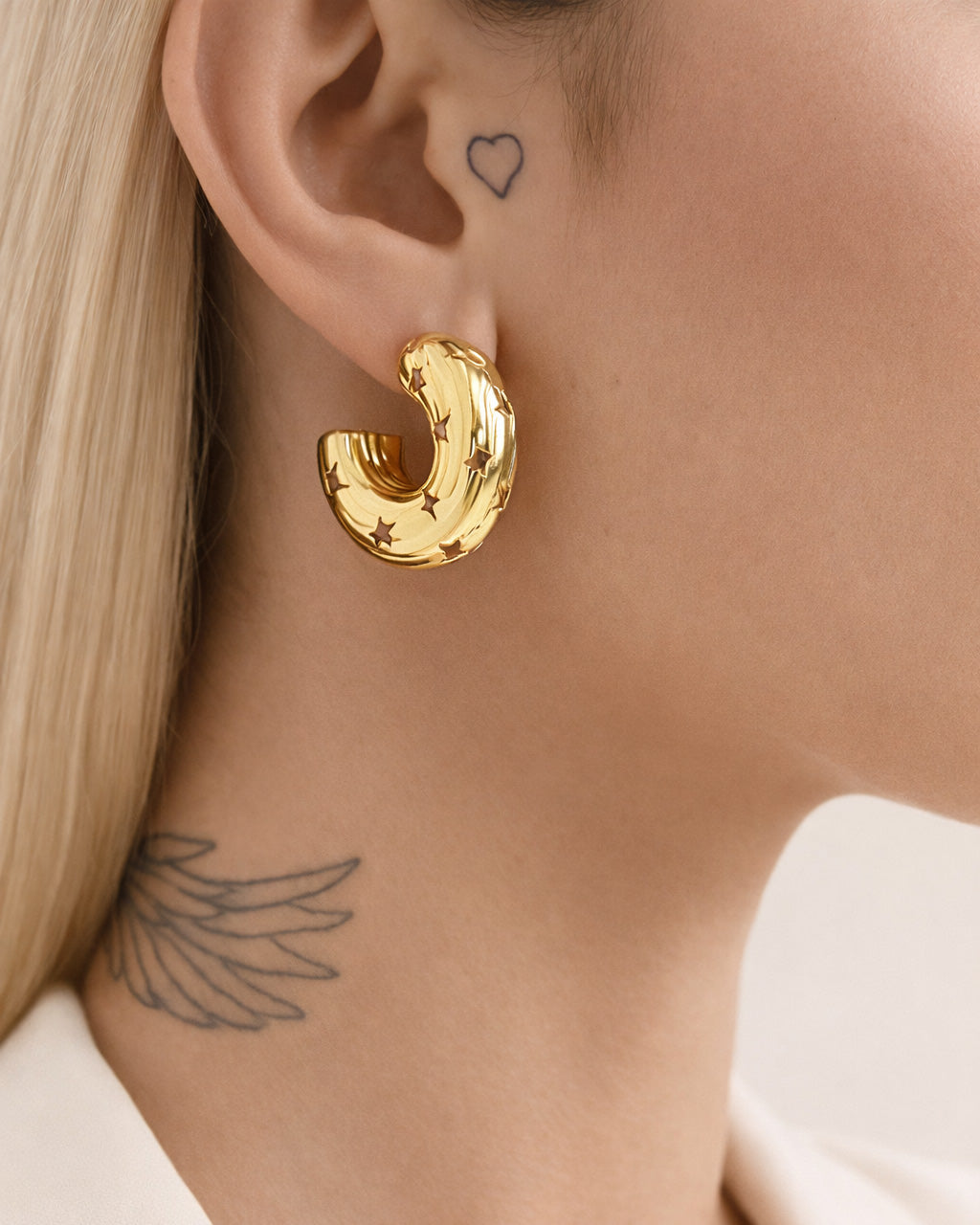 18K gold-plated star hoop earrings minimalist women's jewelry Canada fashion