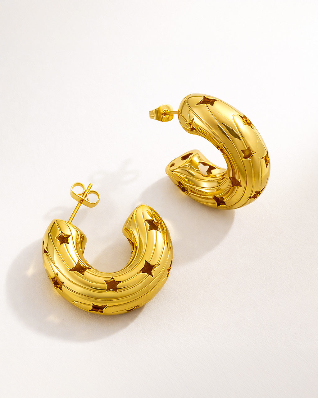 18K gold-plated star hoop earrings minimalist women’s jewelry Canada fashion