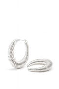 Silver spiral hoop earrings with bold twisted wire design