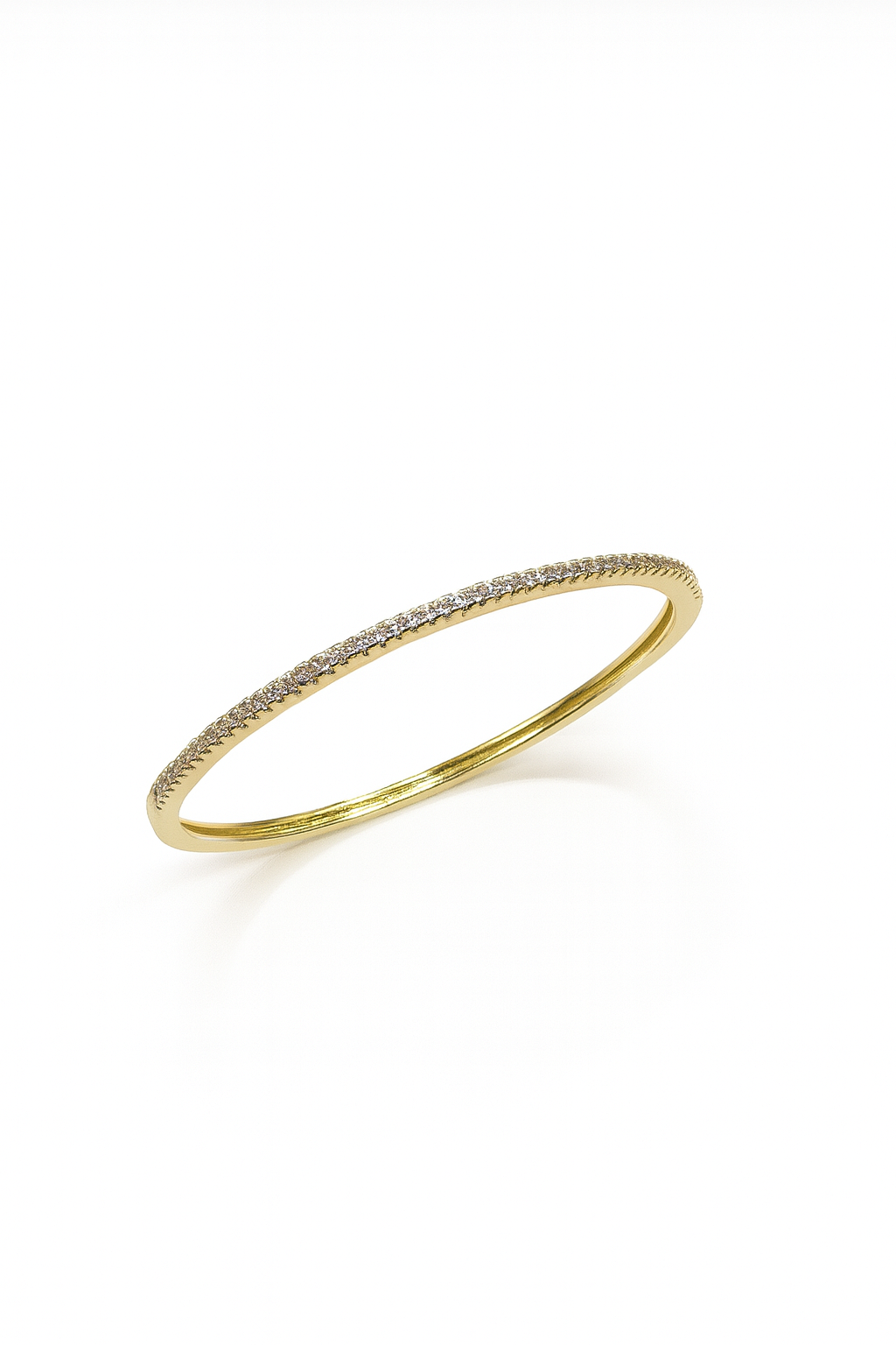 Sunbeam Gloom Bangle – 18K gold-plated brass bracelet with fine crystal line, slim and minimalist design for elegant stacking.