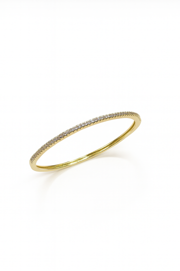 Sunbeam Gloom Bangle – 18K gold-plated brass bracelet with fine crystal line, slim and minimalist design for elegant stacking.