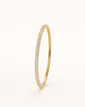18K gold-plated crystal bangle bracelet side view, elegant minimalist jewelry