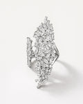 Marquise CZ silver plated ring with clustered stones, statement design top view detail