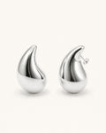 Silver-plated teardrop drop earrings front view, modern minimalist jewelry