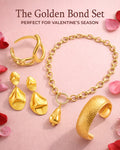 Golden Bond jewelry set gold plated necklace bracelet earrings ring Valentine gift