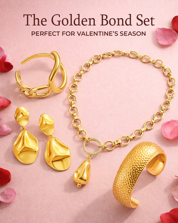 Golden Bond jewelry set gold plated necklace bracelet earrings ring Valentine gift