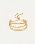 Adjustable gold bracelet with three layered textured bands – Jadejuri