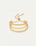 Adjustable gold bracelet with three layered textured bands – Jadejuri