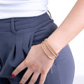Adjustable gold bracelet with three layered textured bands – Jadejuri