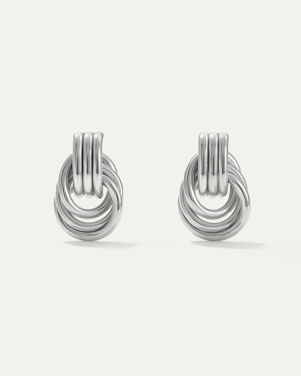 Silver twisted hoop earrings with layered loop design – Twisted Hoops silverplated.