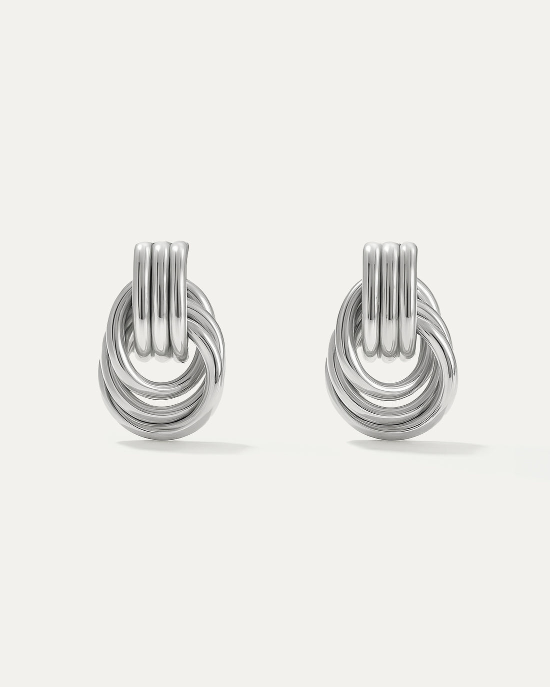 Silver twisted hoop earrings with layered loop design – Twisted Hoops silverplated.