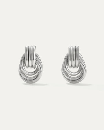 Silver twisted hoop earrings with layered loop design – Twisted Hoops silverplated.