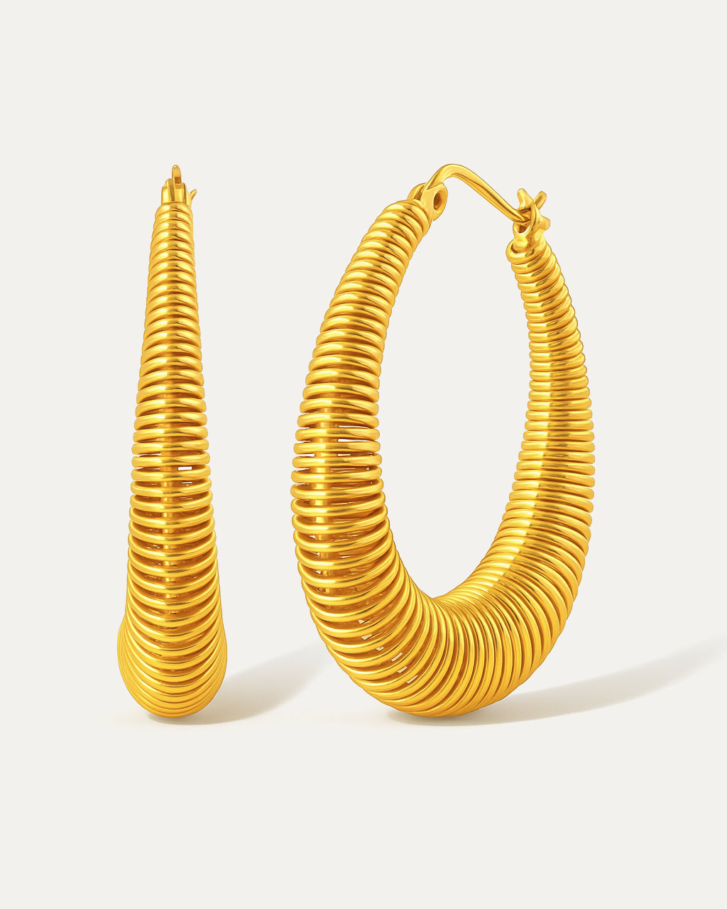 Twisted Oval Shaped Spring Hoops - 18kgoldplated
