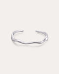 Wavy sterling silver cuff bracelet with fluid, organic shape and smooth finish – Jadejuri