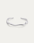 Wavy sterling silver cuff bracelet with fluid, organic shape and smooth finish – Jadejuri
