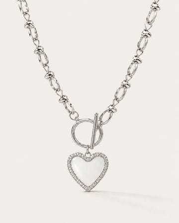 White Heart Toggle Choker