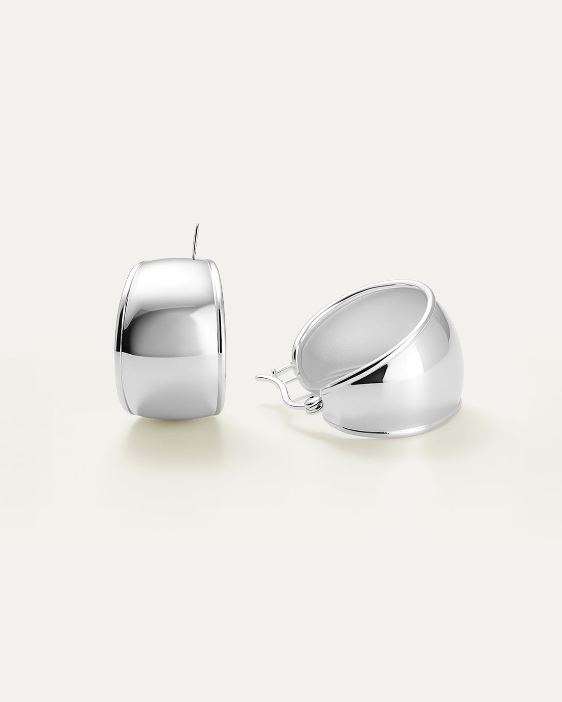 Wide chunky 18K gold plated hoop earrings, polished minimalist women jewelry close up