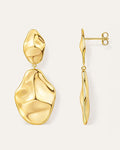 Abstract gold-plated dangle drop earrings with organic sculptural design