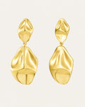 Abstract gold-plated dangle drop earrings with organic sculptural design