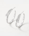 Silver star hoop earrings with crystal detail minimalist jewelry design
