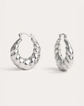Chunky Spiral Hoops in polished silver with twisted sculptural design – Jadejuri