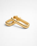 Gold rectangular hoop earrings chunky textured design minimalist flat lay