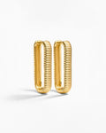 Gold rectangular hoop earrings chunky textured design minimalist jewelry pair