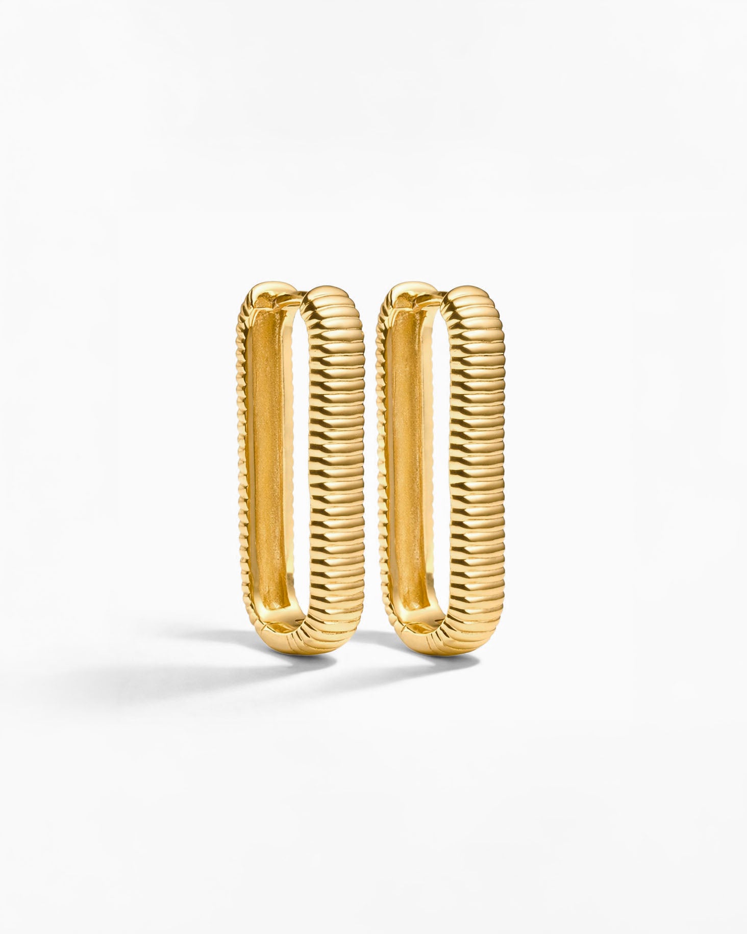 Gold rectangular hoop earrings chunky textured design minimalist jewelry pair