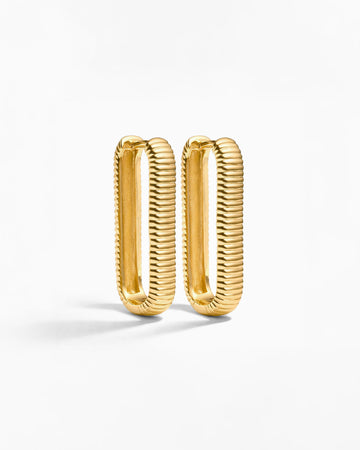 Gold rectangular hoop earrings chunky textured design minimalist jewelry pair