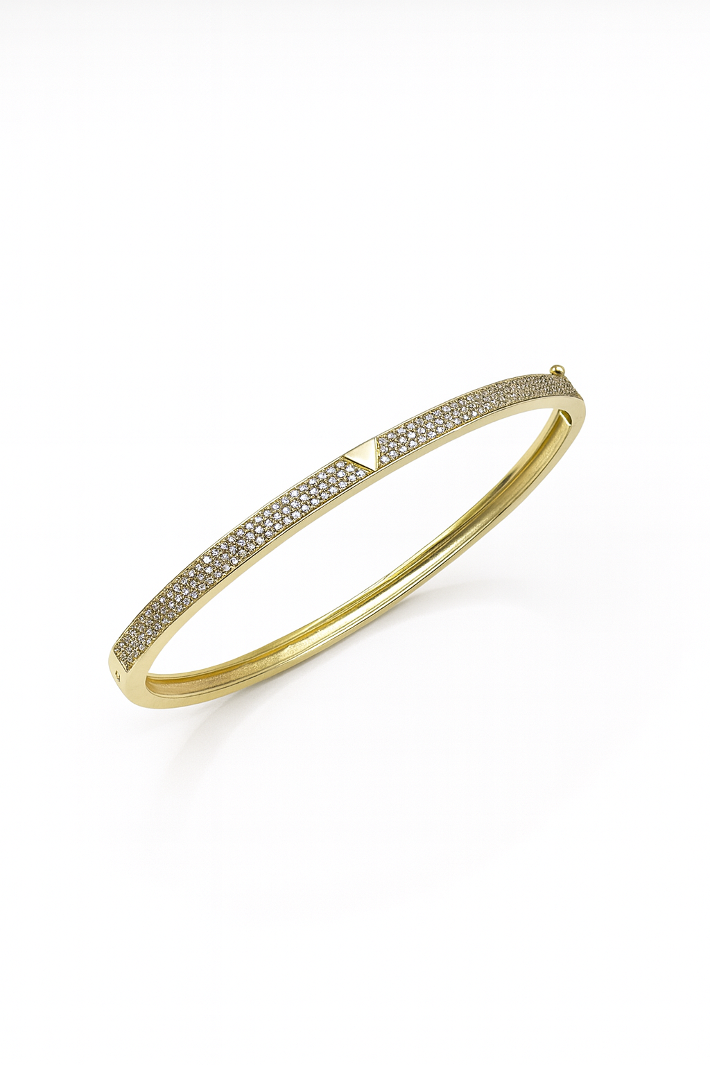 Clara Arc Bangle bracelet in 18K gold-plated brass with pavé stones and geometric arc design