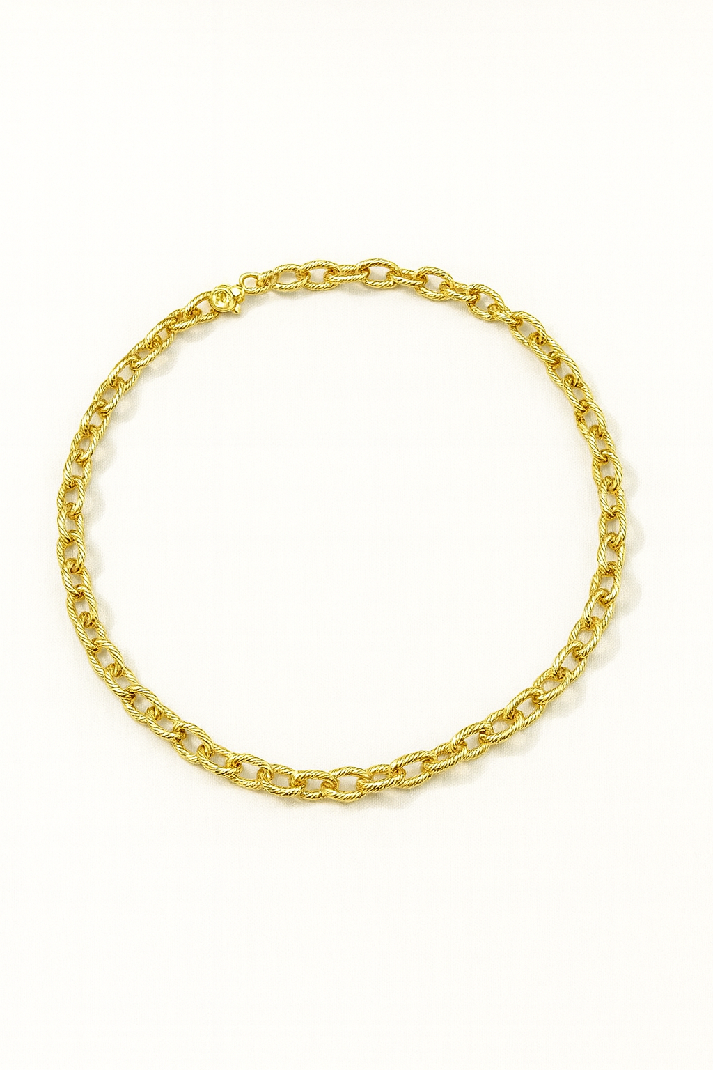 Textured Oval Chain Necklace – textured oval link chain in 18K gold plated brass