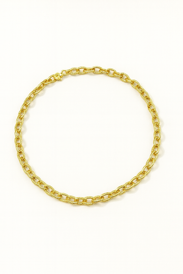 Textured Oval Chain Necklace – textured oval link chain in 18K gold plated brass