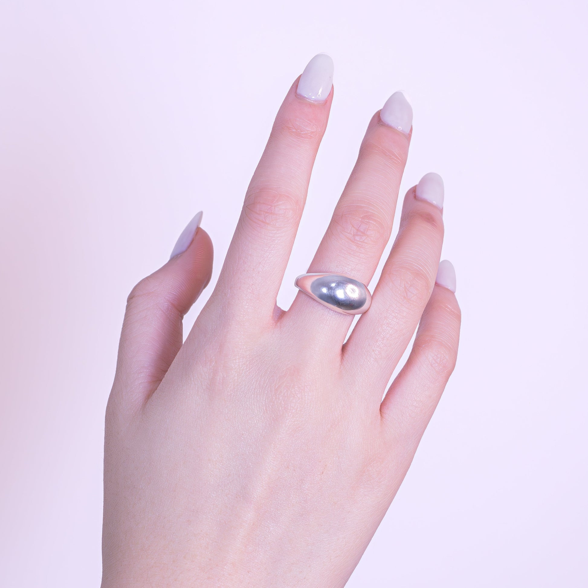 Dome Ring Silver Model Hand