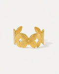Golden Butterfly Cuff Bracelet with engraved wings in gold finish – Jadejuri