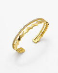 18k gold-plated Honeycomb hexagon cuff bracelet with crystal edge, minimalist | Jadejuri