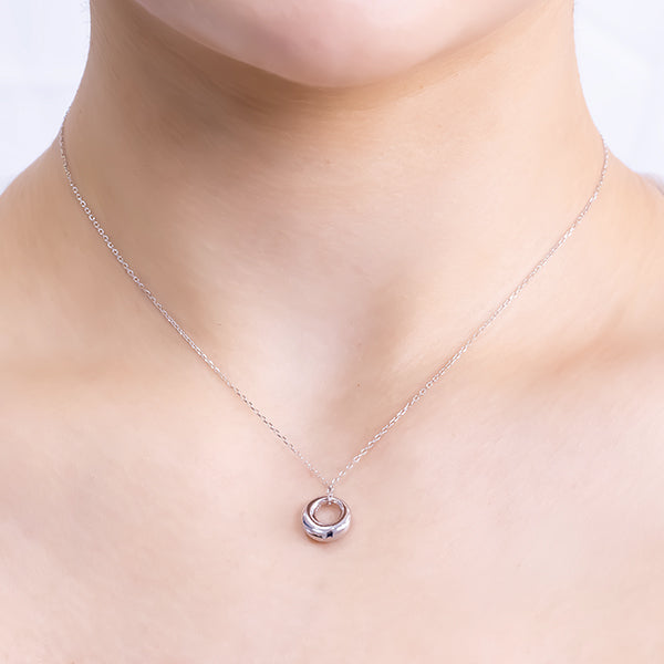 hoop pendant silver necklace white gold plate front