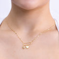Love Chain Pendant Necklace Gold CloseUp