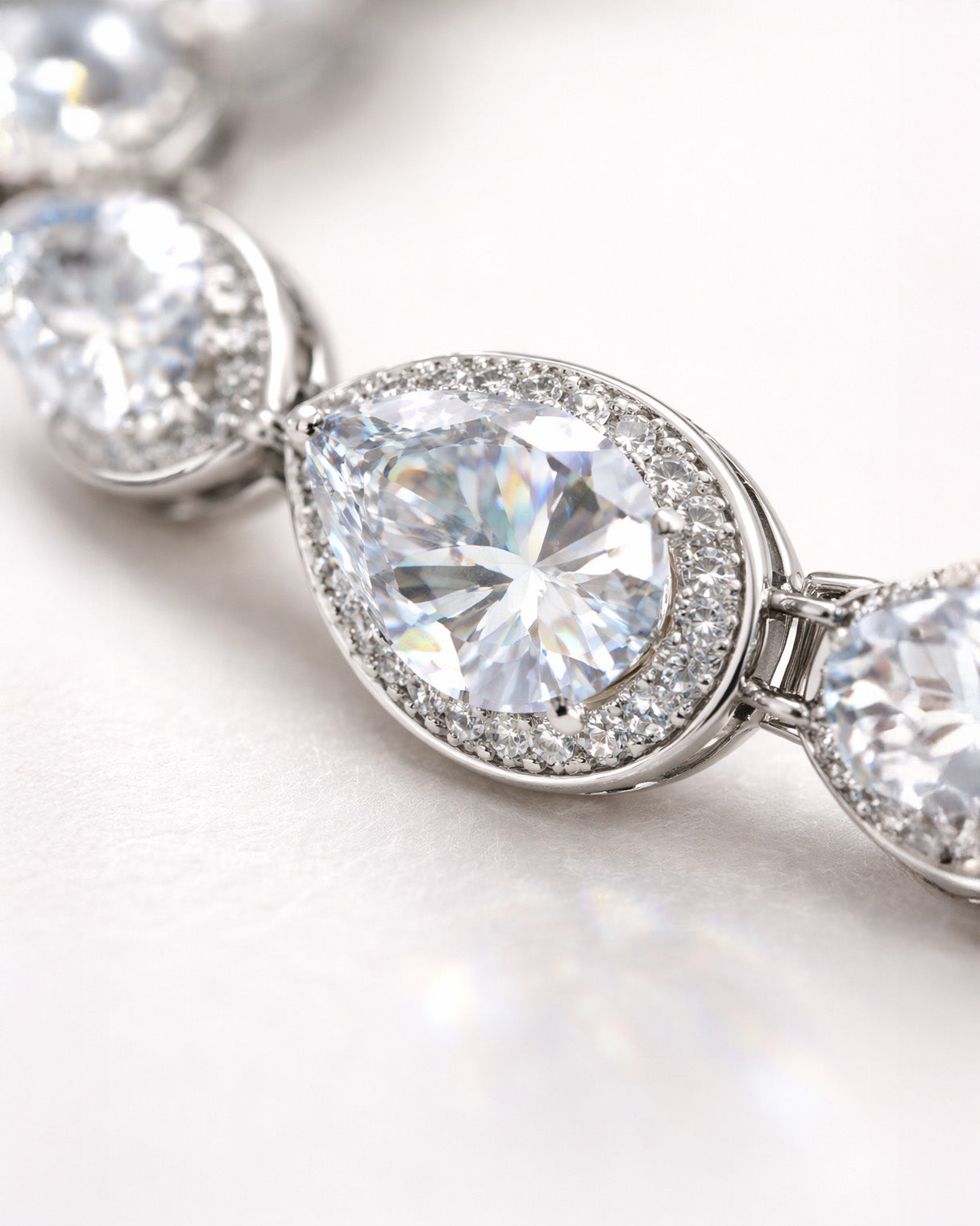Lumiere drop tennis bracelet macro with clear zircon stones silver plated detail
